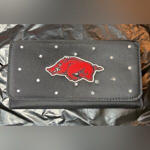 Black Wallet with Embroidered Razorback and Rhinestones
